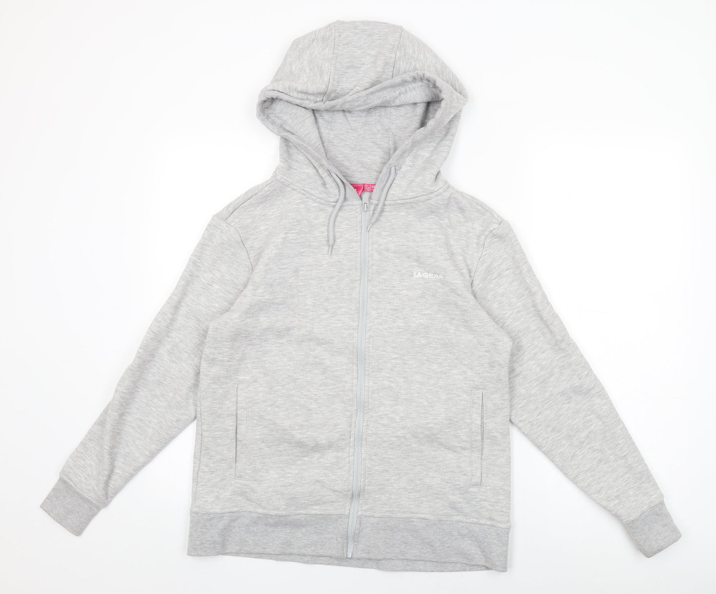 LA Gear Womens Grey Polyester Full Zip Hoodie Size 10 Zip