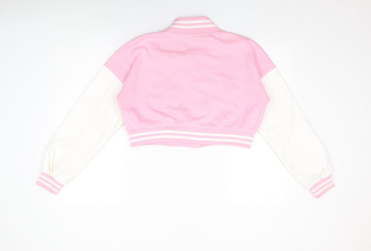 Rising Womens Pink Varsity Jacket Jacket Size M Lace Up - Above And Beyond