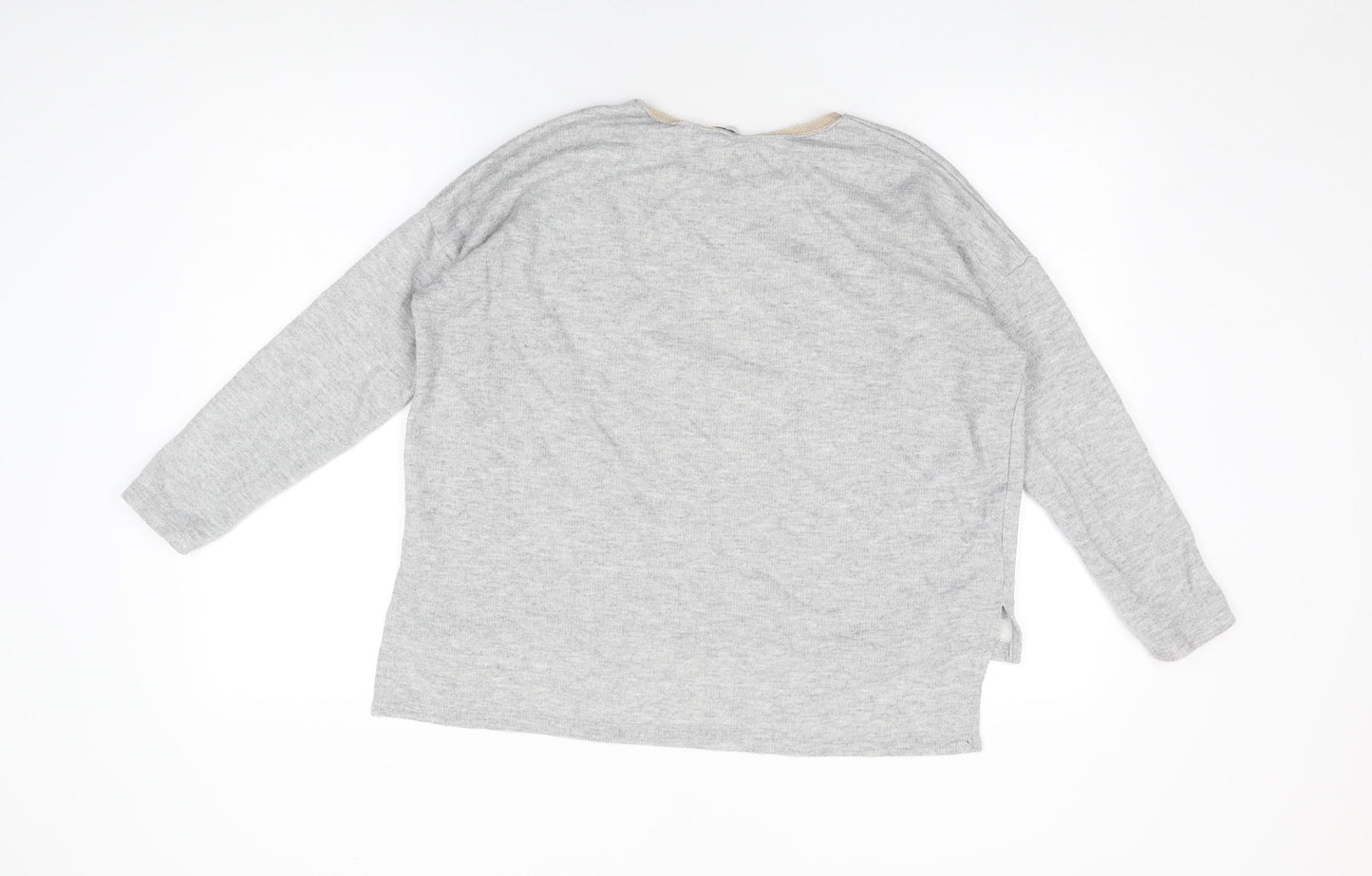 Zara Womens Grey Cotton Basic T-Shirt Size S Round Neck