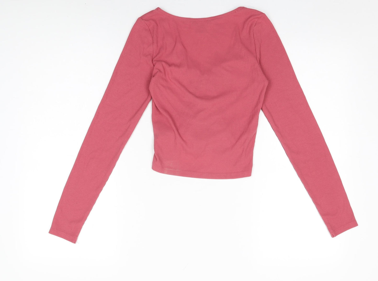 Monki Womens Pink Polyester Basic T-Shirt Size XS V-Neck