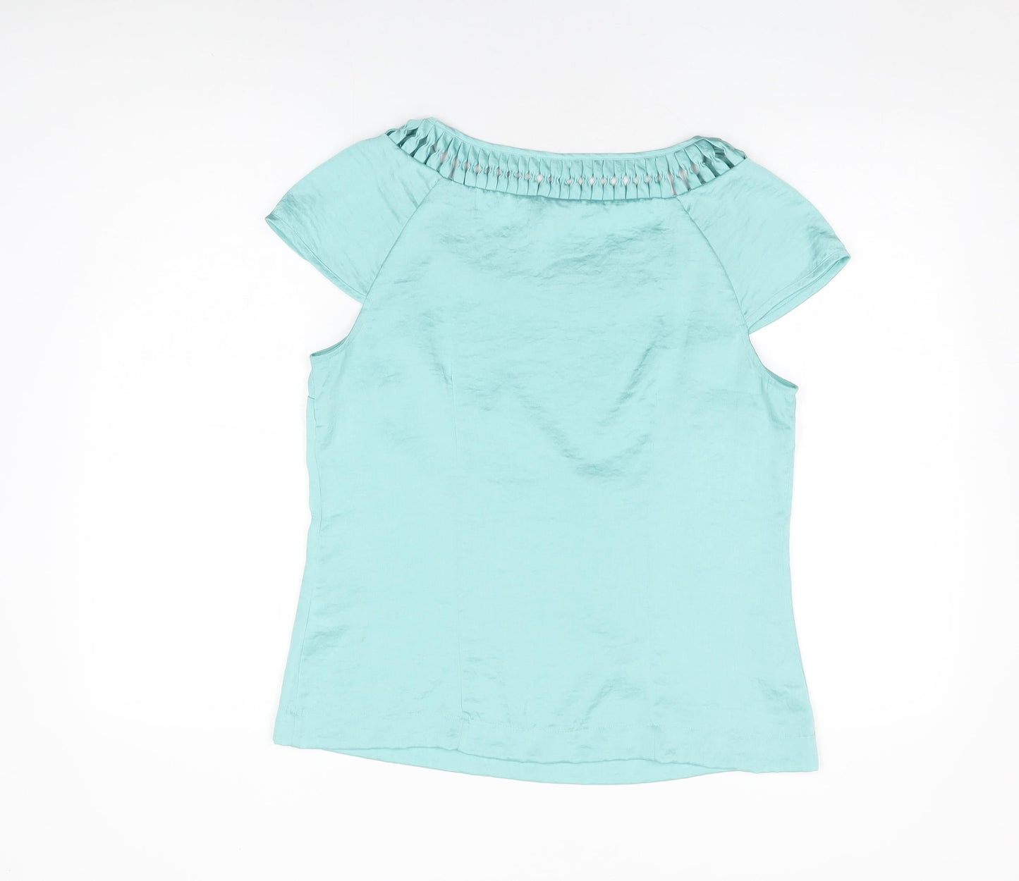 H&M Womens Blue Polyester Basic Blouse Size 12 Round Neck