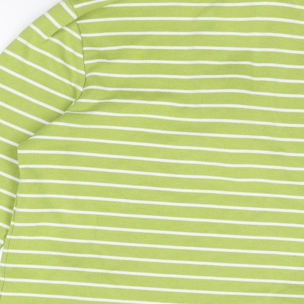BM Collection Womens Green Striped Polyester Pullover Sweatshirt Size S Zip