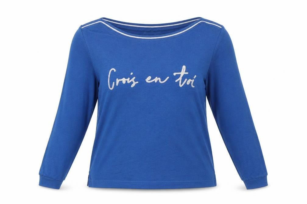 Women's Franka Blue Pullover Sweatshirt, Medium, Cotton