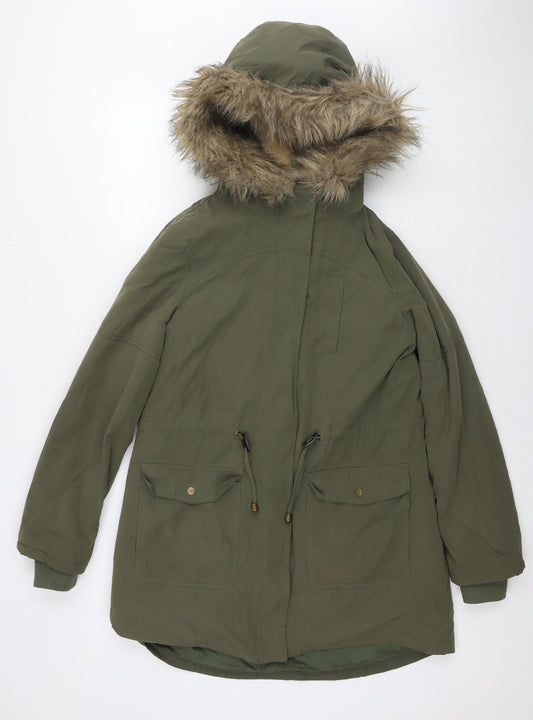 Oasis Womens Green Parka Jacket Size M Zip