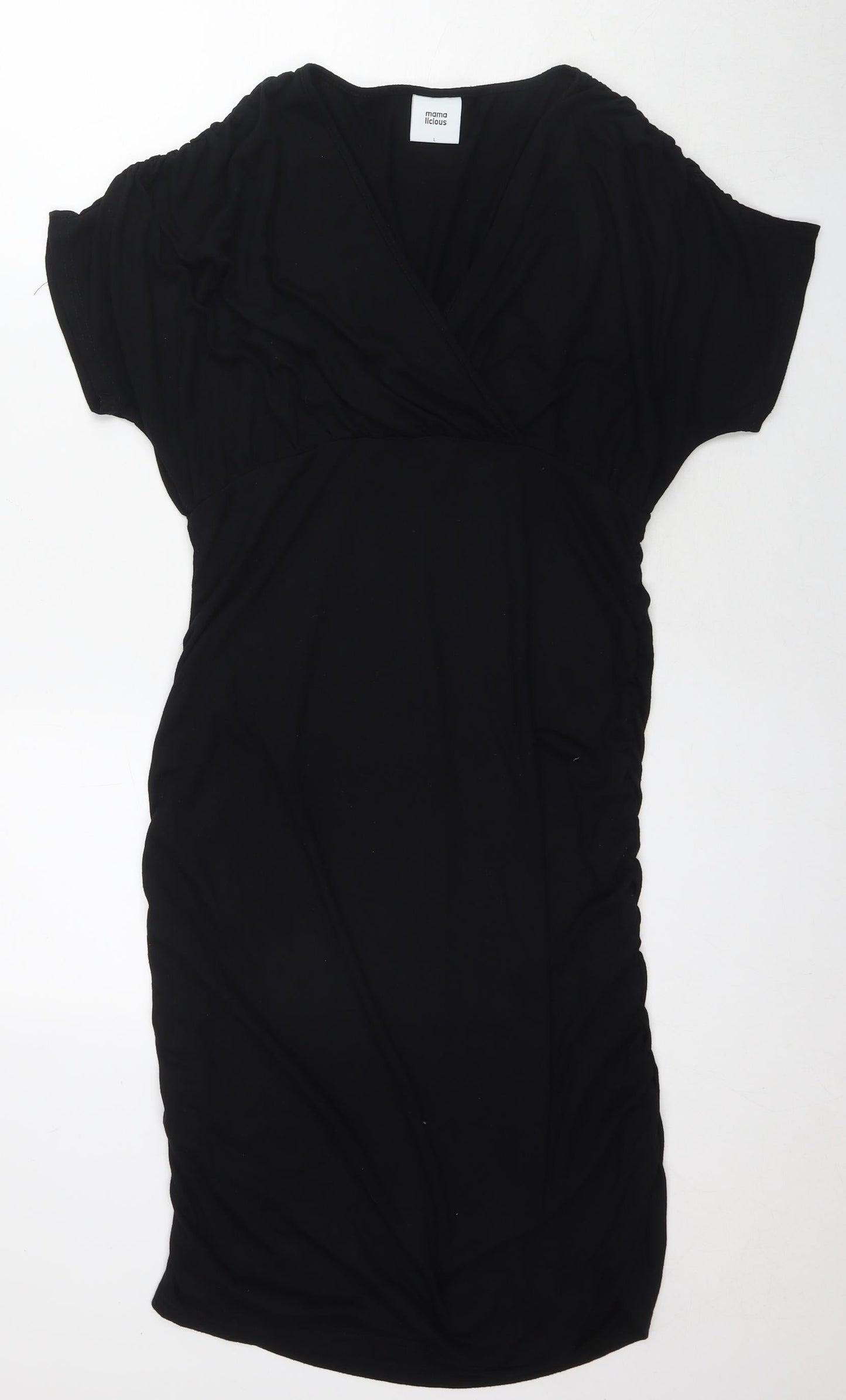 Mama:licious Womens Black Polyester A-Line Size L V-Neck Pullover