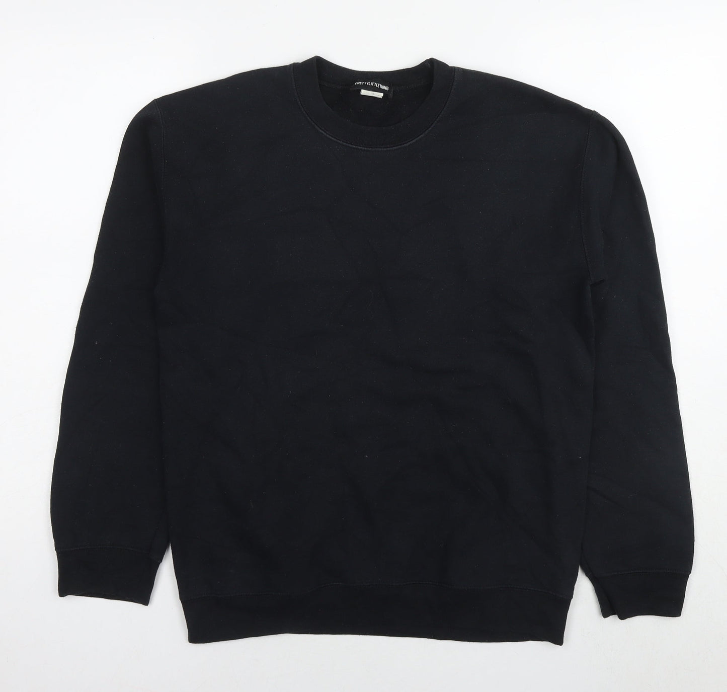 PRETTYLITTLETHING Womens Black Cotton Pullover Sweatshirt Size S Pullover