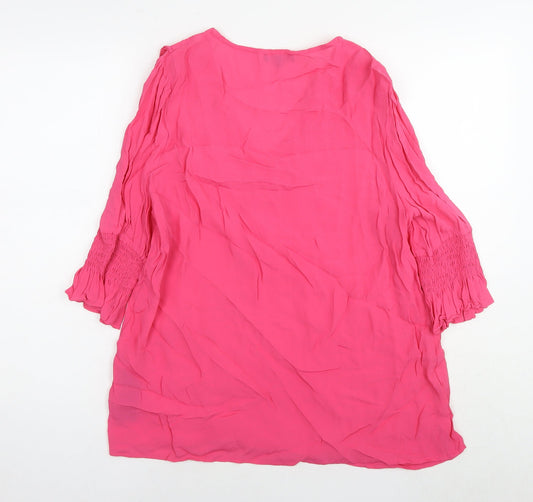 JD Williams Womens Pink Viscose Tunic Blouse Size 14 V-Neck