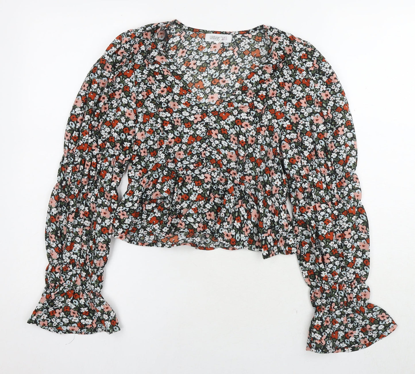 Urban Bliss Womens Multicoloured Floral Viscose Basic Blouse Size 10 V-Neck