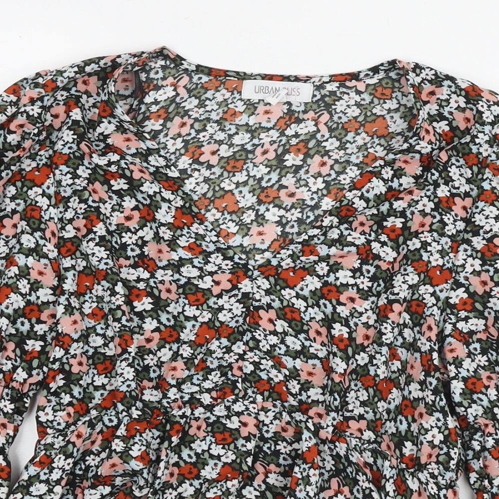 Urban Bliss Womens Multicoloured Floral Viscose Basic Blouse Size 10 V-Neck