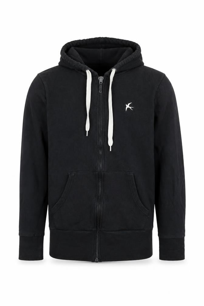 Byron & Bronte Mens Black Cotton Full Zip Hoodie Size S - Birds