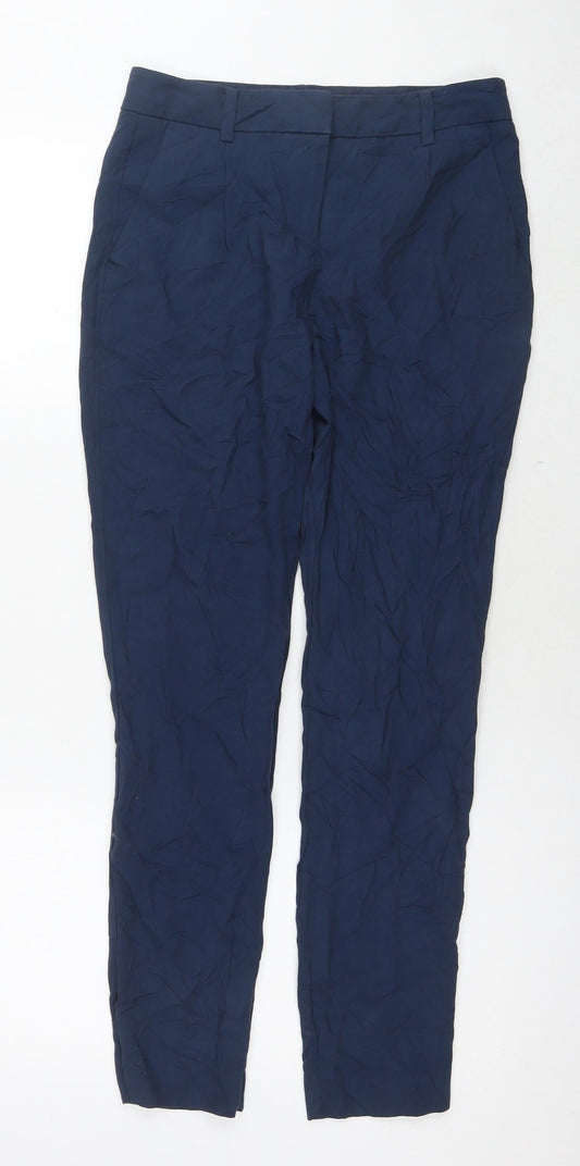 Promod Womens Blue Viscose Trousers Size 6 L26 in Regular Zip