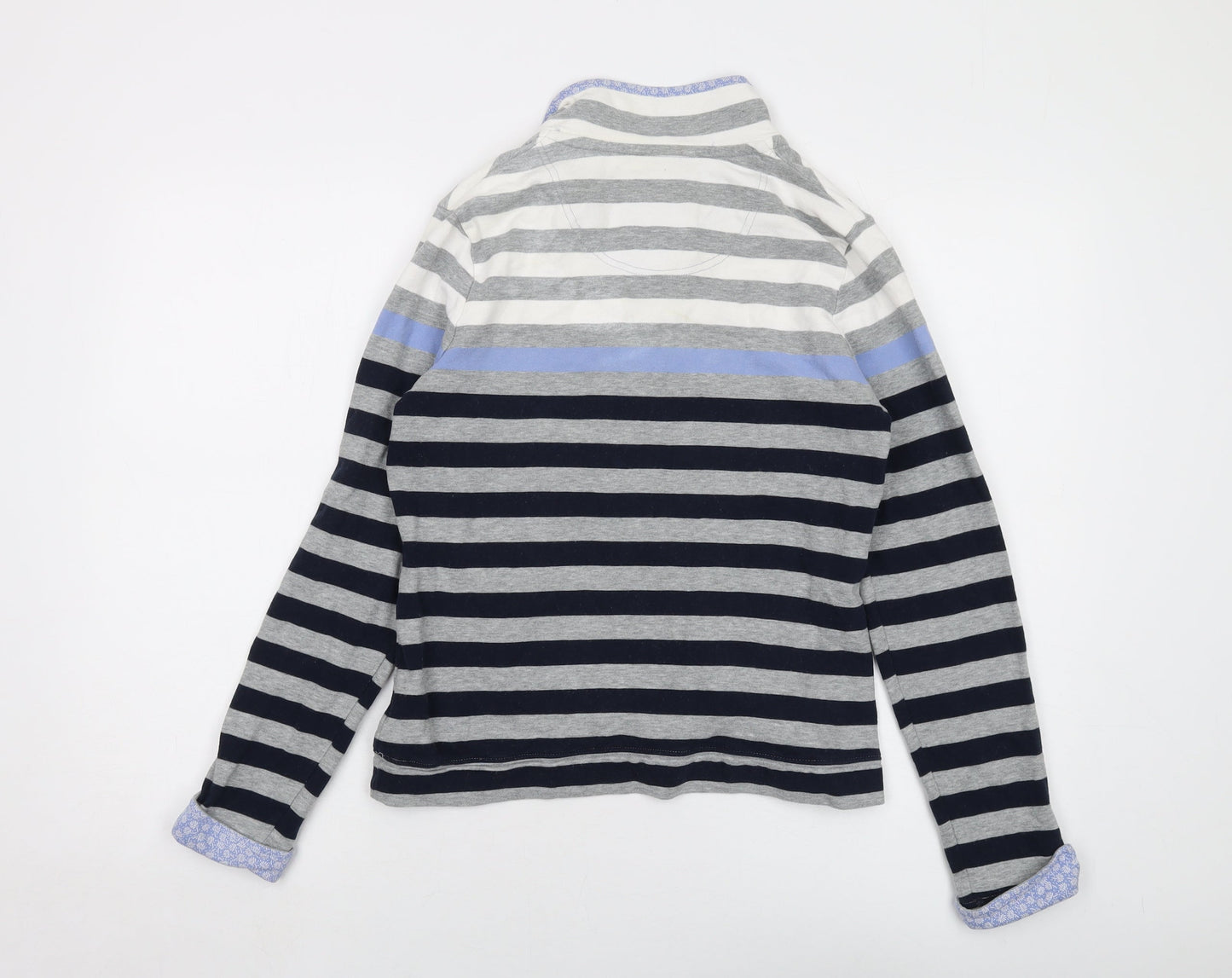 Maine Womens Grey Striped Cotton Pullover Sweatshirt Size 10 Button