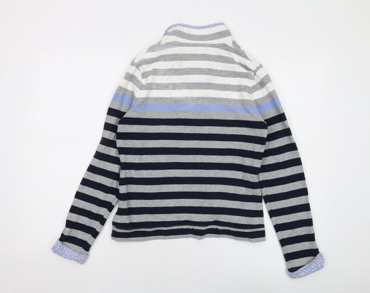 Maine Womens Grey Striped Cotton Pullover Sweatshirt Size 10 Button