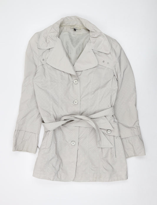 Lebelk Womens Grey Polka Dot Jacket Size 12 Button
