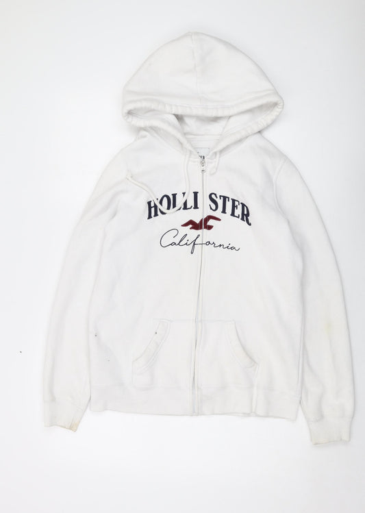 Hollister Mens White Cotton Full Zip Hoodie Size M