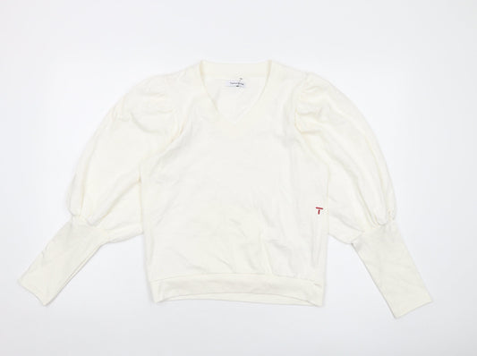 Tomorrow Womens Ivory Cotton Pullover Sweatshirt Size 8 Pullover