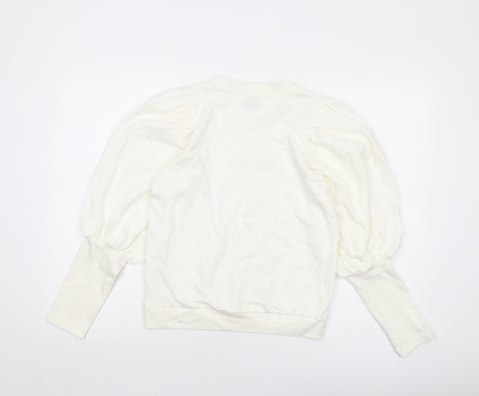 Tomorrow Womens Ivory Cotton Pullover Sweatshirt Size 8 Pullover