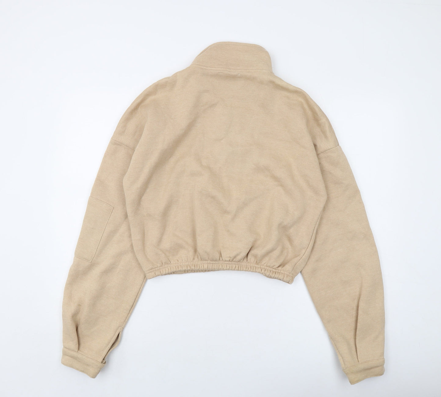 PRETTYLITTLETHING Womens Beige Polyester Pullover Sweatshirt Size S Zip