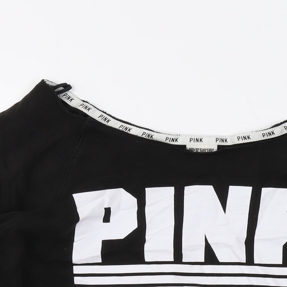 PINK Womens Black Cotton Pullover Sweatshirt Size XS Pullover