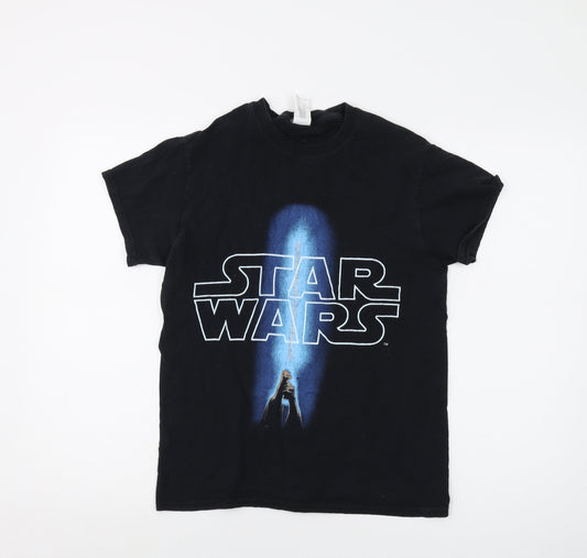 Star Wars Womens Black Cotton Basic T-Shirt Size S Crew Neck
