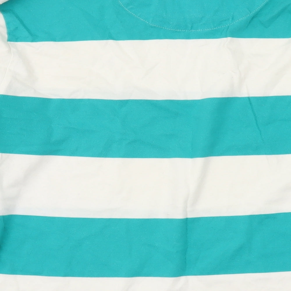 Jack Wills Mens Green Striped Cotton T-Shirt Size S Round Neck