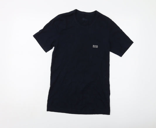 Boss Mens Blue Cotton T-Shirt Size S Crew Neck