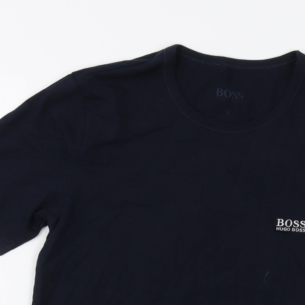Boss Mens Blue Cotton T-Shirt Size S Crew Neck