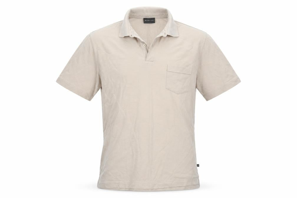Mario Barutti Mens Beige Cotton Polo Size M Collared Button