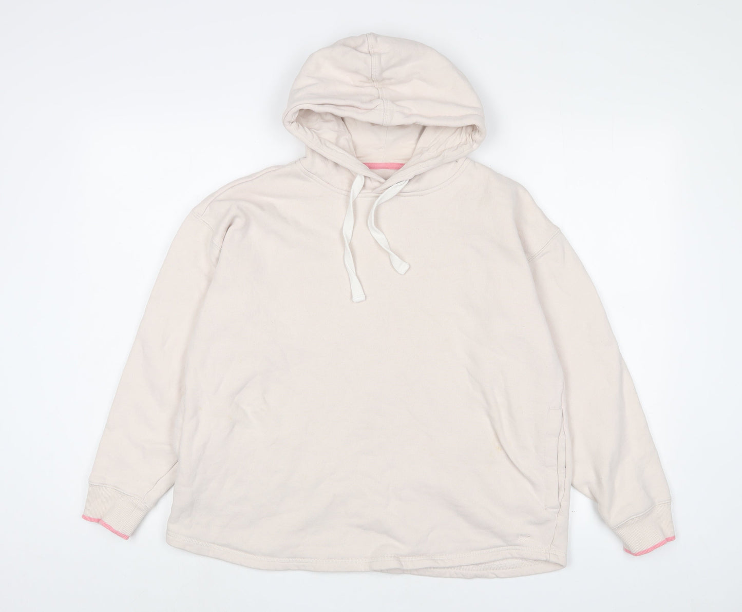 Crew Clothing Womens Beige Cotton Pullover Hoodie Size 10 Pullover - Logo, Embroidered