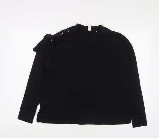 And/Or Womens Black Cotton Pullover Sweatshirt Size 10 Pullover