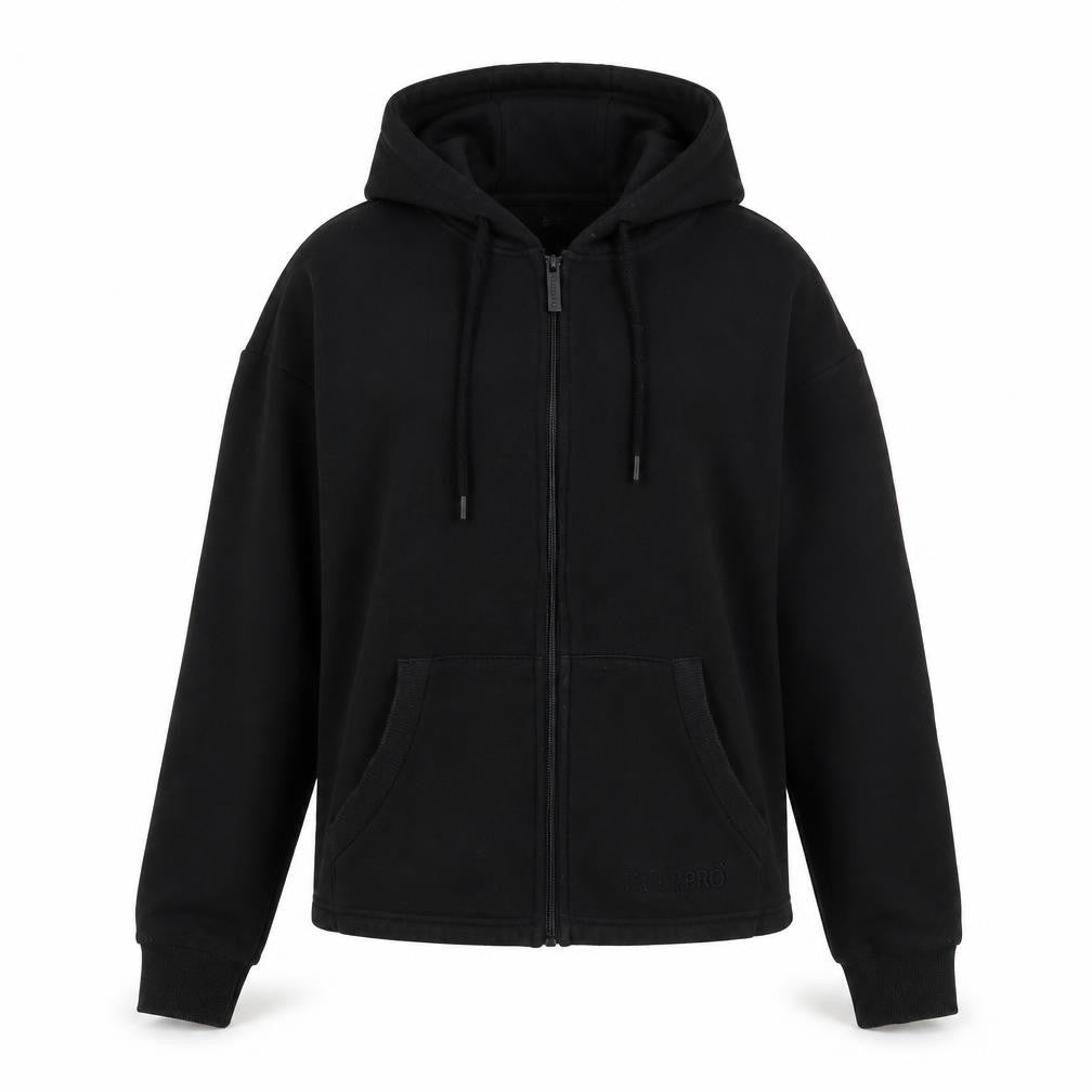 USA Pro Womens Black Cotton Full Zip Hoodie Size 10 Zip - Logo, Embroidered