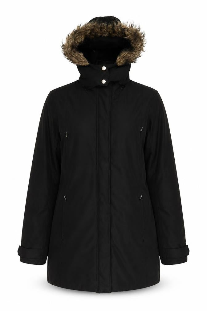 Etam Womens Black Parka Coat Size 8 Zip
