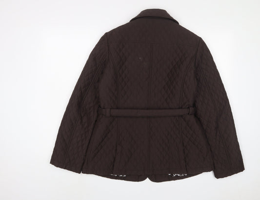 David Barry Womens Brown Jacket Size 14 Snap - Belted