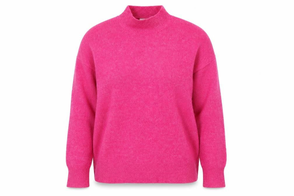 La radoute Womens Pink Mock Neck Acrylic Pullover Jumper Size XL