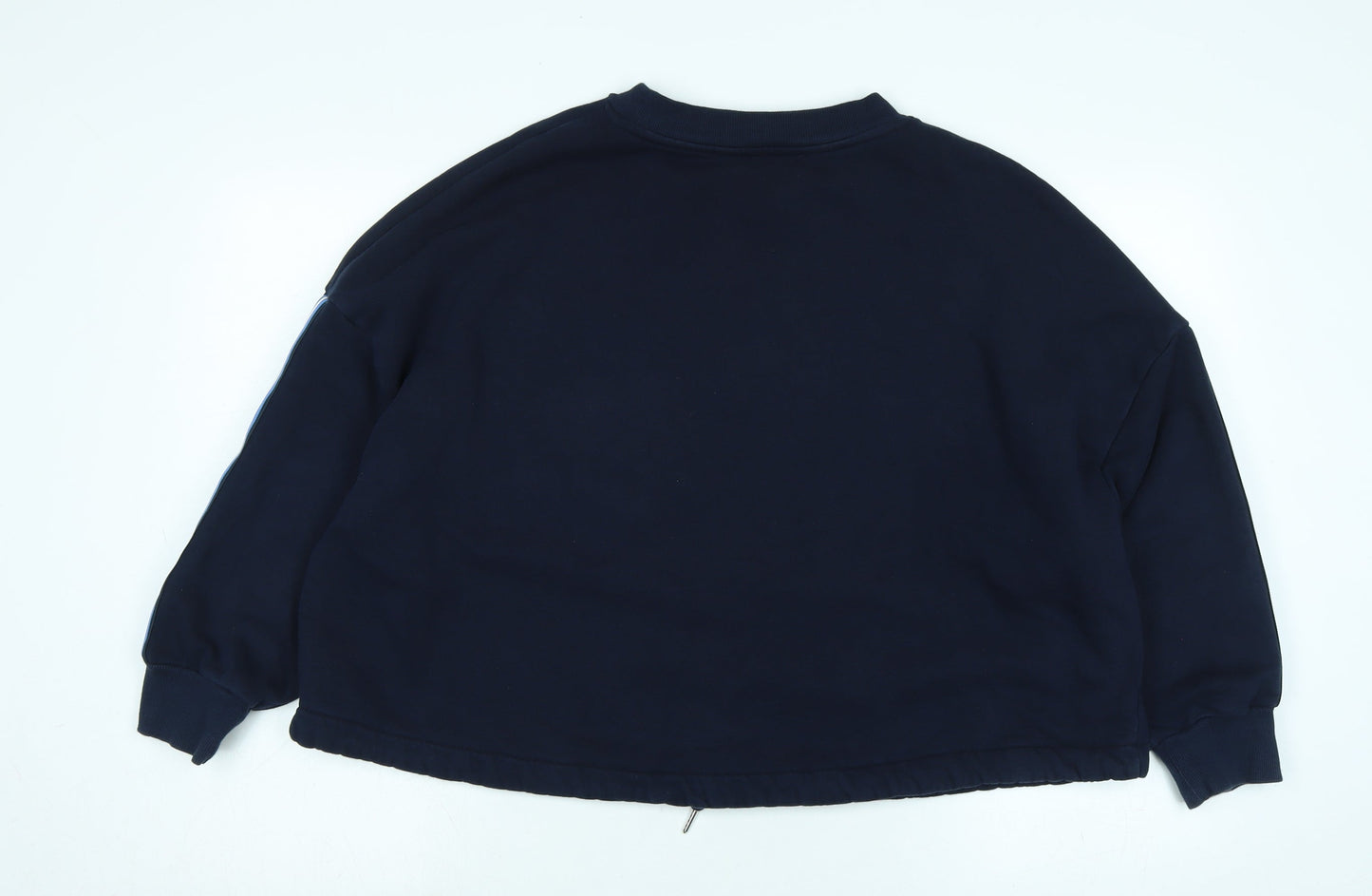 Marks and Spencer Womens Blue Polyester Pullover Sweatshirt Size L - Striped Sleeves.