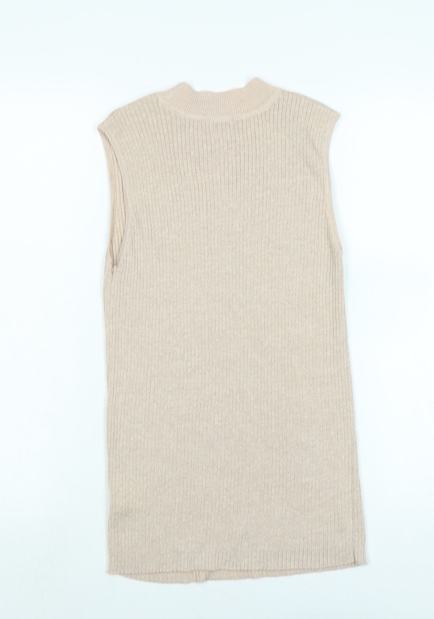 Linea Womens Beige Mock Neck Polyester Vest Jumper Size 12