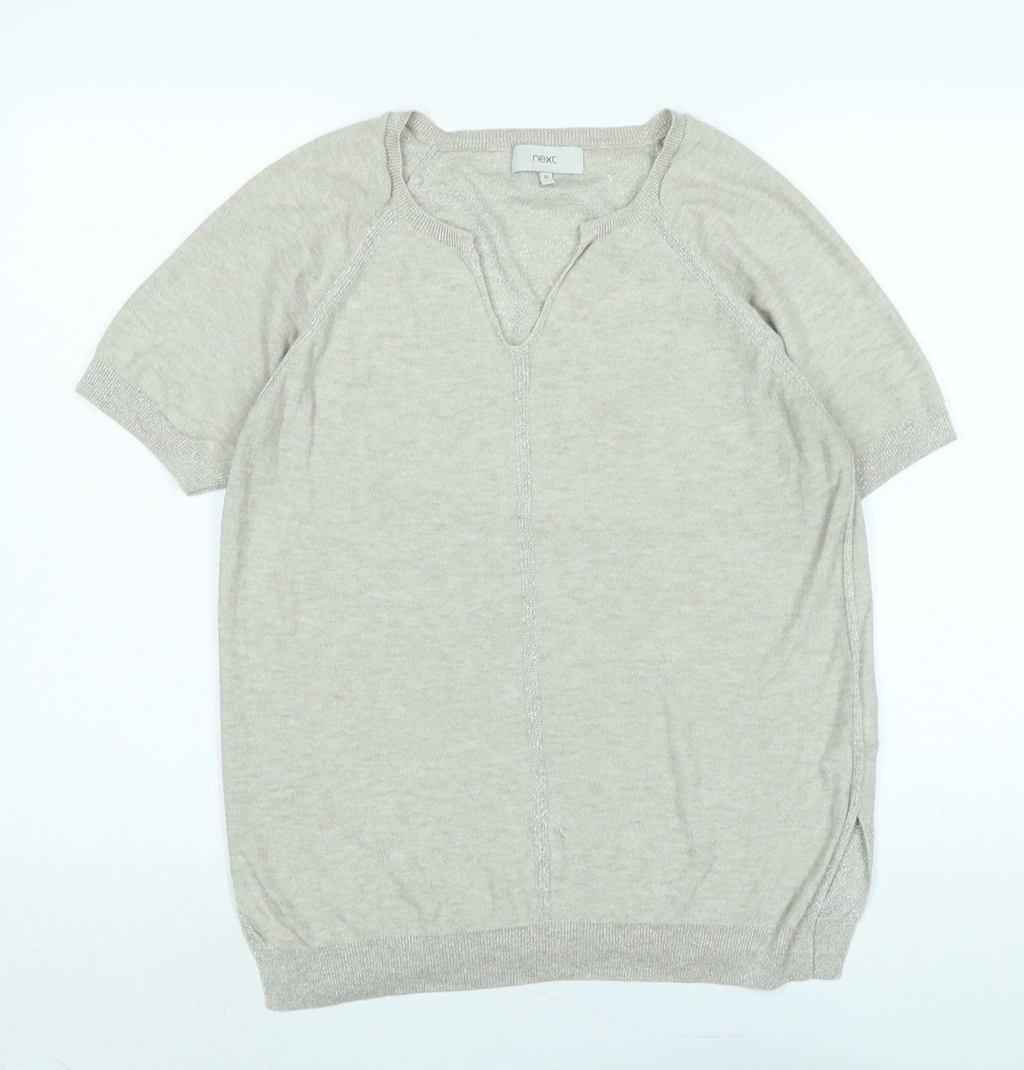 NEXT Womens Gold V-Neck Viscose Pullover Jumper Size 12