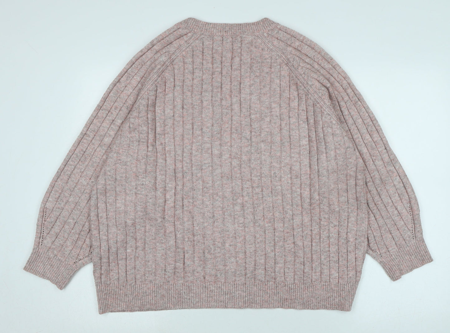 NEXT Womens Pink V-Neck Polyester Pullover Jumper Size XL