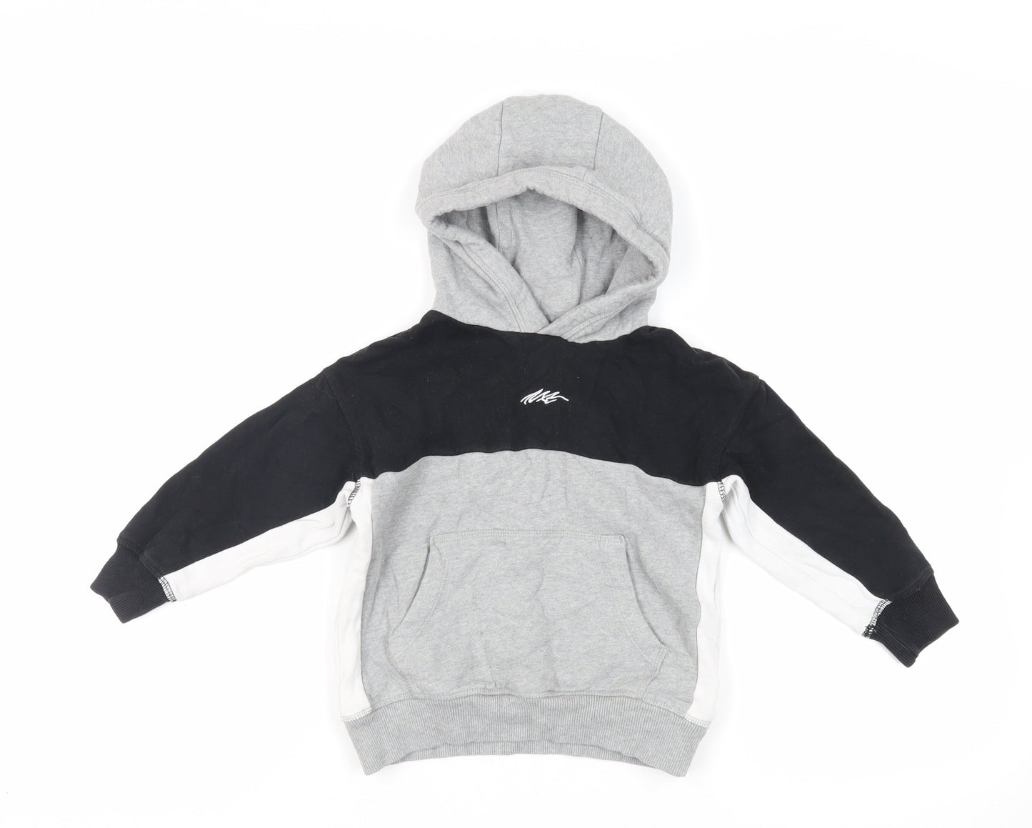 NEXT Boys Grey Colourblock Cotton Pullover Hoodie Size 5 Years Pullover