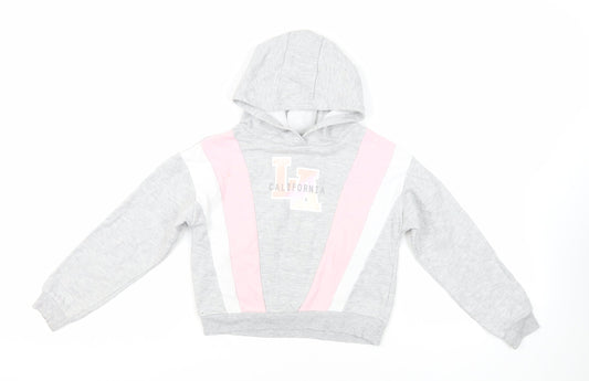 California Girls Grey Colourblock Cotton Pullover Hoodie Size 8-9 Years Pullover