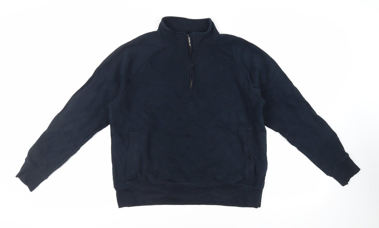 Marks and Spencer Womens Blue Cotton Pullover Sweatshirt Size M Zip - Pockets