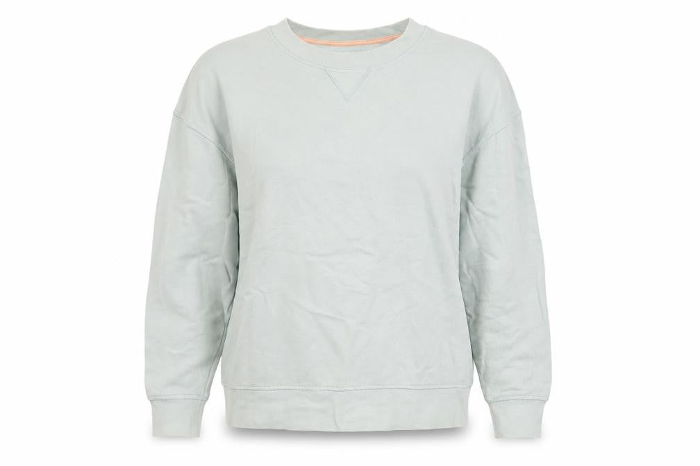 Front view of COS women’s green cotton pullover sweatshirt, size XS, pullover