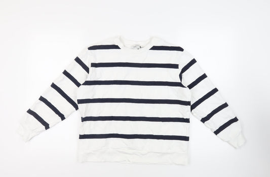 Marks and Spencer Womens White Striped Cotton Pullover Sweatshirt Size M Pullover