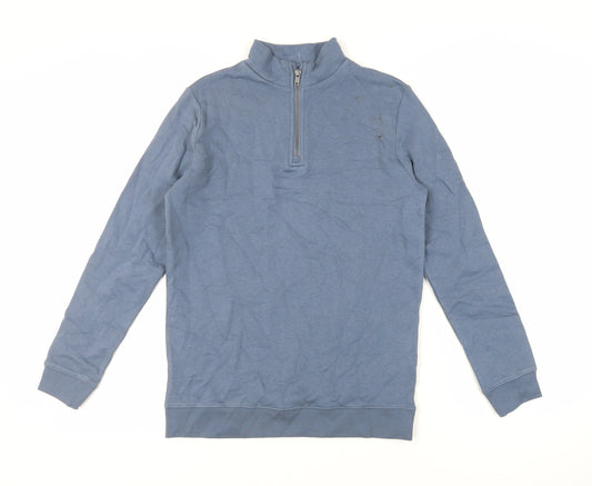Marks and Spencer Boys Blue Cotton Pullover Sweatshirt Size 13-14 Years Zip