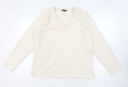 Lands' End Womens Ivory Polyester Pullover Sweatshirt Size L Pullover