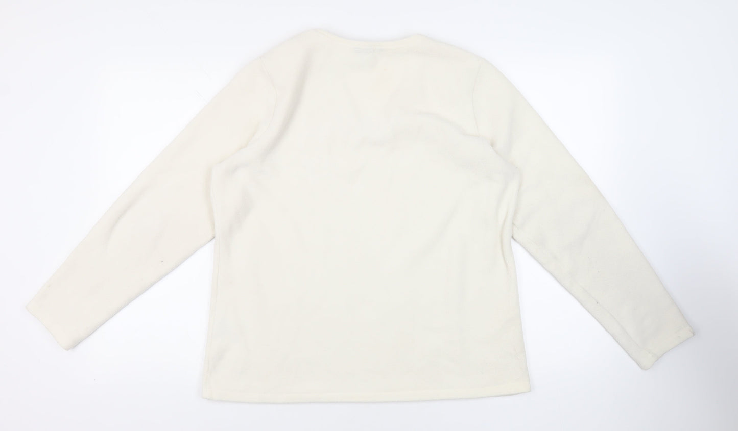 Lands' End Womens Ivory Polyester Pullover Sweatshirt Size L Pullover
