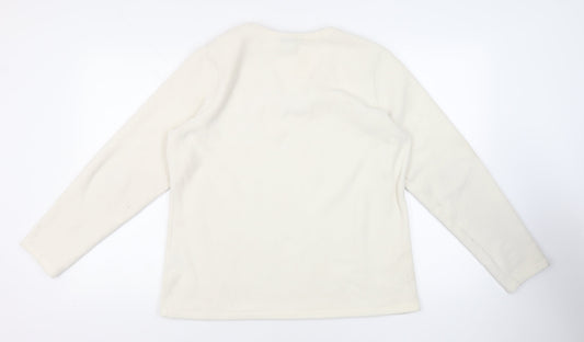 Lands' End Womens Ivory Polyester Pullover Sweatshirt Size L Pullover