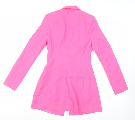 PRETTYLITTLETHING Womens Pink Jacket Blazer Size 6 Snap
