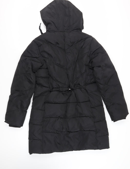 Capsule Womens Black Quilted Coat Size 12 Zip - Hooded