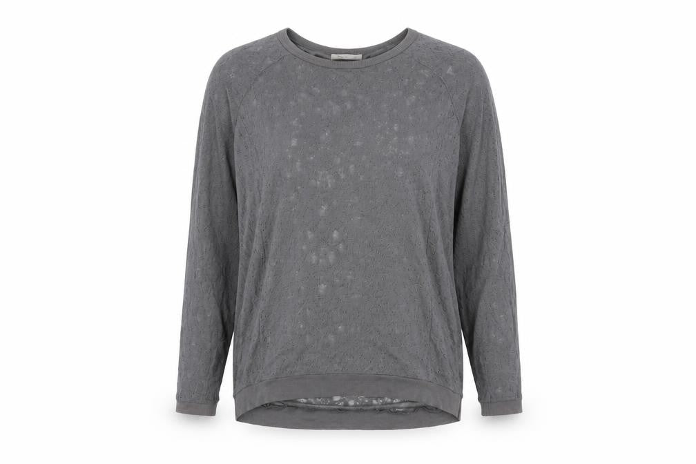 Label Lab Womens Grey Geometric Polyester Basic T-Shirt Size 16 Round Neck